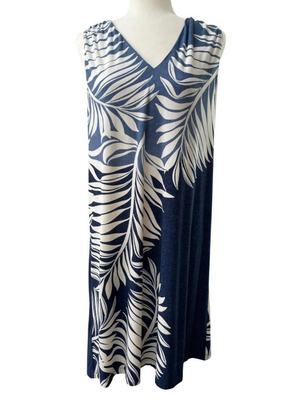 Tommy Bahama Carmela Coastal Fronds Sleeveless Dress Blue/White Wmn's Size M NEW